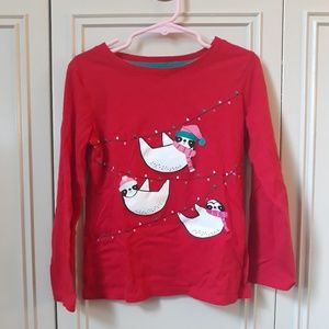 Girls Long Sleeved Holiday Season Sloth Tee